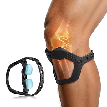 CAMBIVO Patellar Tendon Support Strap, Silicone Knee Strap for Patellar Tendon Pain Relief - Knee Band for Tendonitis, Jumpers Knee, Running, Sports, Basketball for Men Women - Trim to Fit 15 Inch