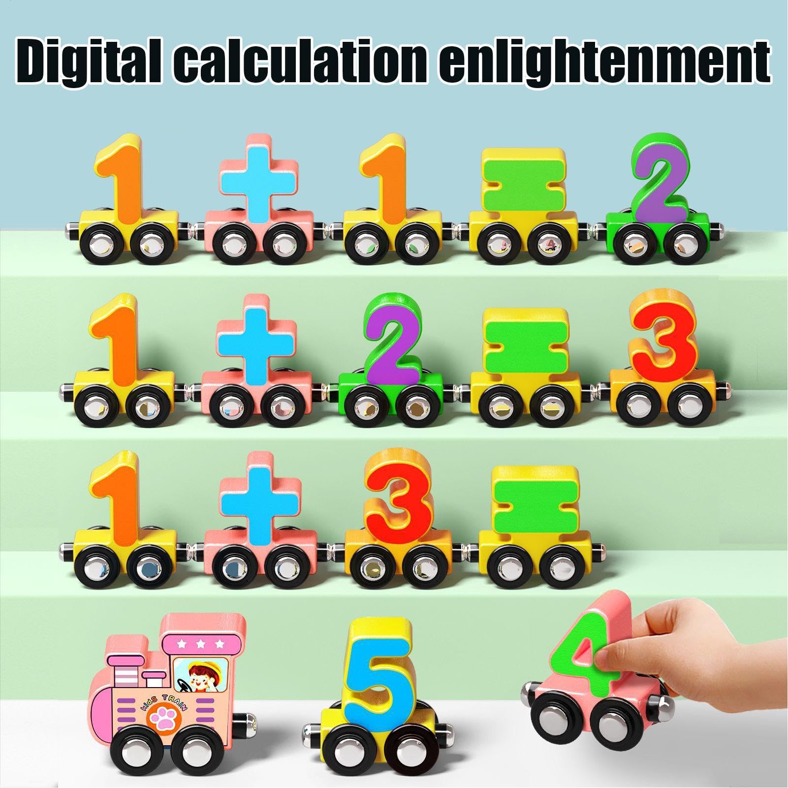Numéro de Train, Ensemble de Train en Bois pour Tout-Petit Sensory Math