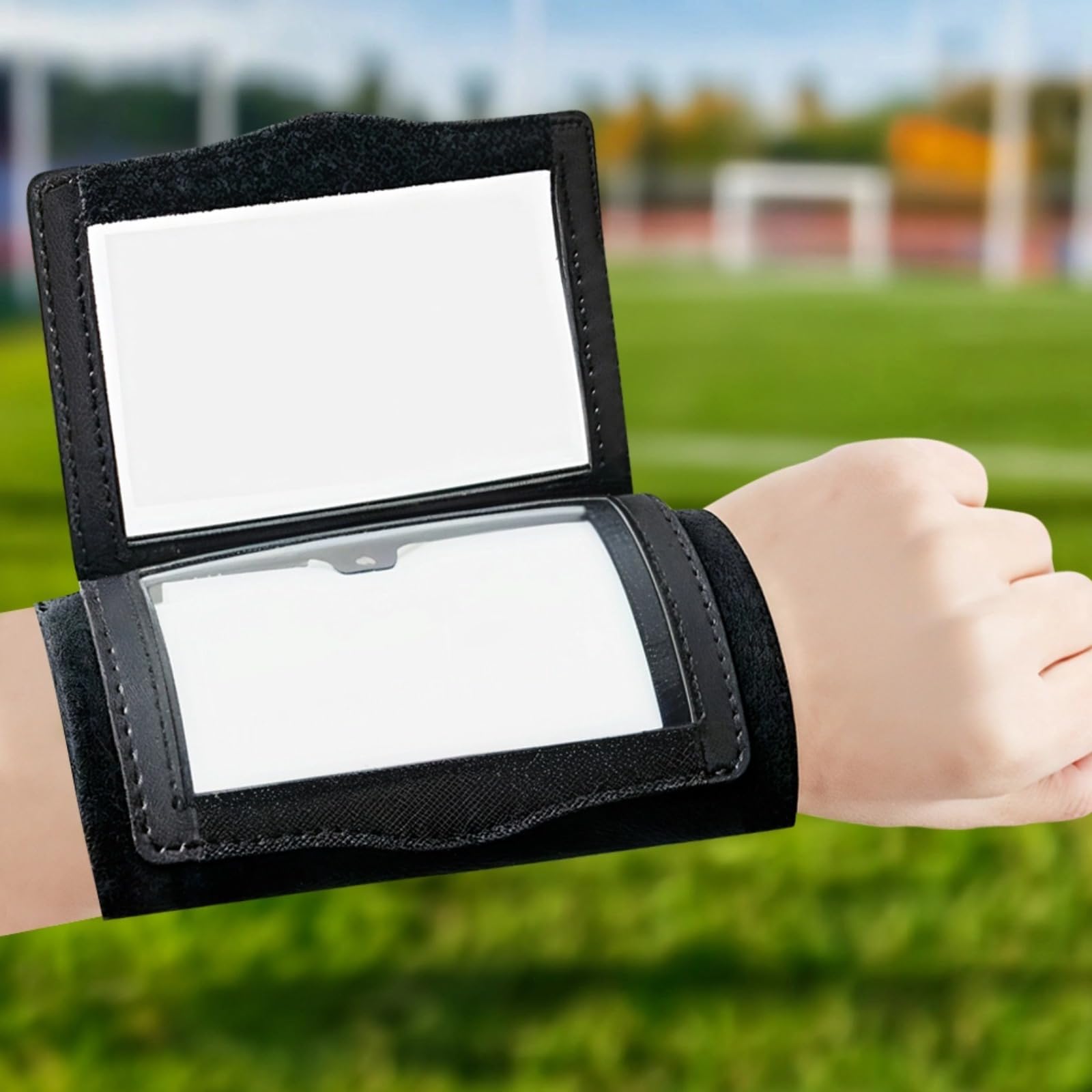 10 fasce da polso per playbook da calcio, misura per adulti, design a 3 scomparti, morbido cotone spandex, adatte per vari sport, 7,9 x 12,4 cm, finestre