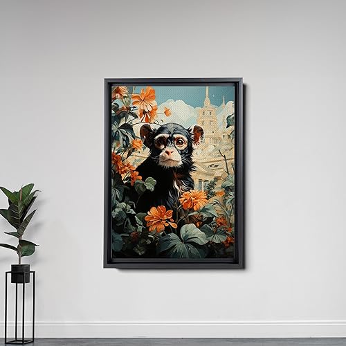 Miniatura 4 de Mid,Century Modern Jungle Monkey in Rainforest Trees, Captivating Nature and Wilderness Artwork, Animal Wall Art Celebration, Canvas, Wall Decor