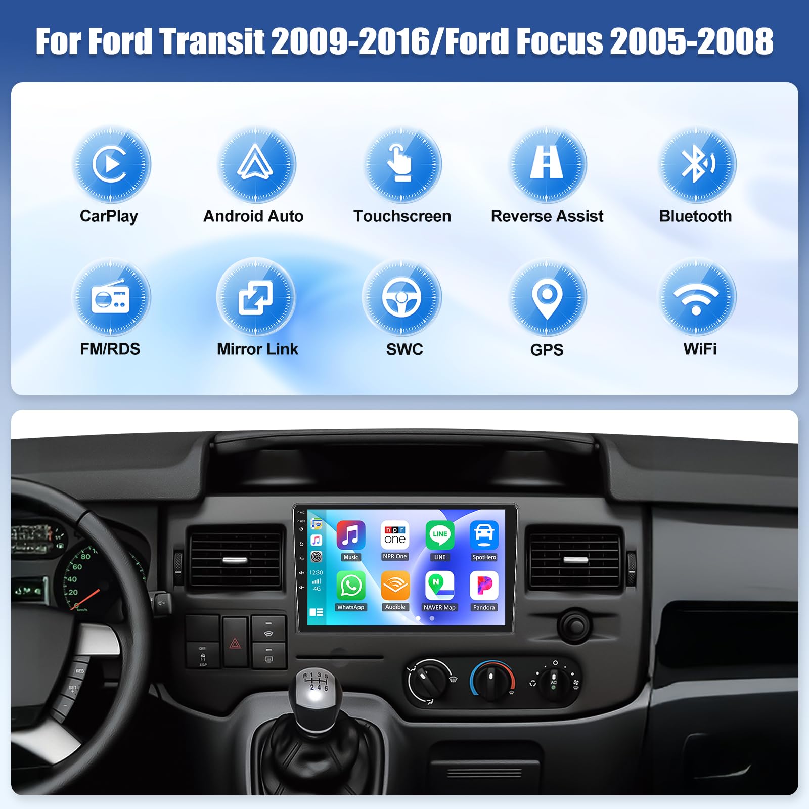 OiLiehu 4G+64G 8 Core Qualcomm Snapdragon Android 15 CarPlay Android