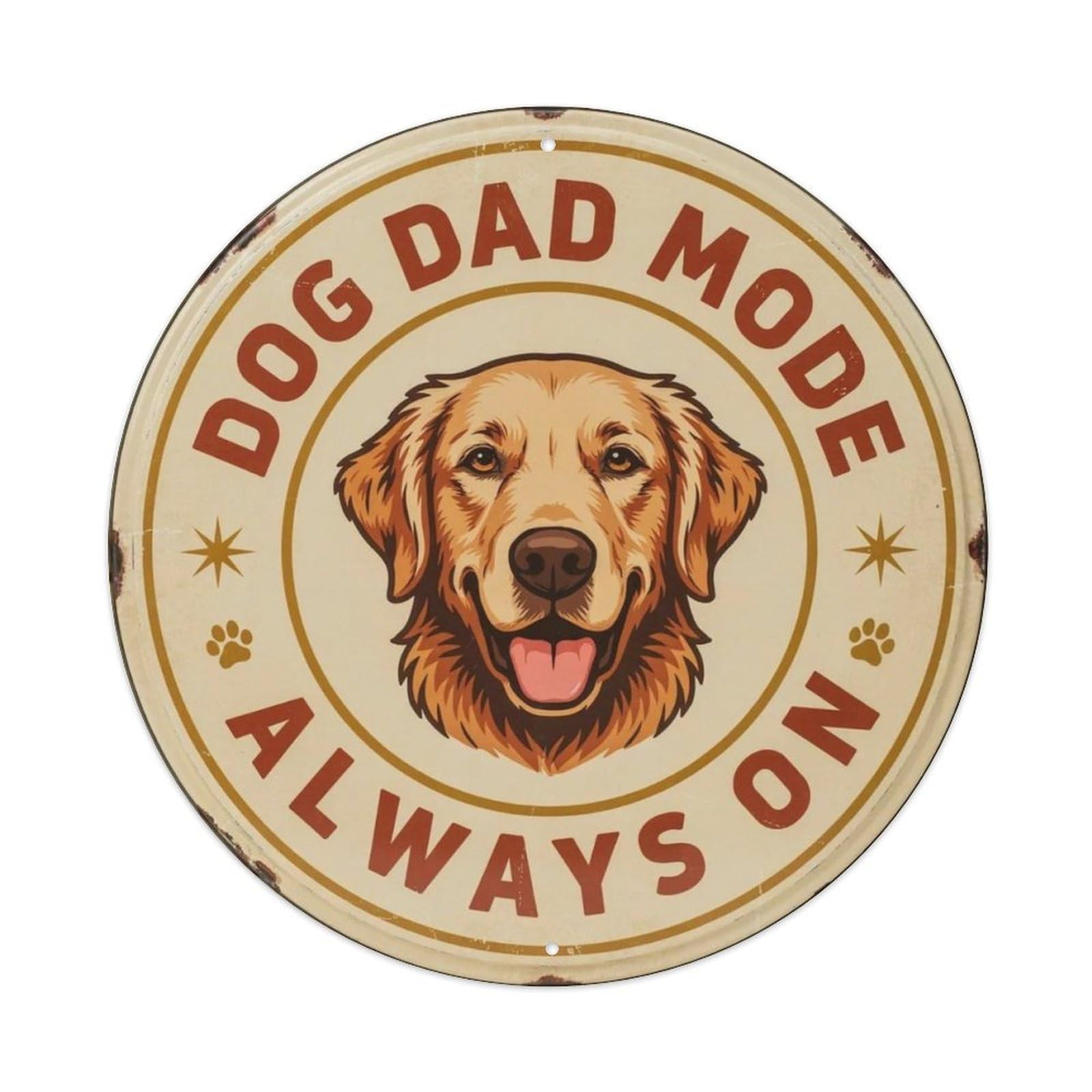 Dog Dad Mode Golden Retriever Metal Tin Sign Plaque