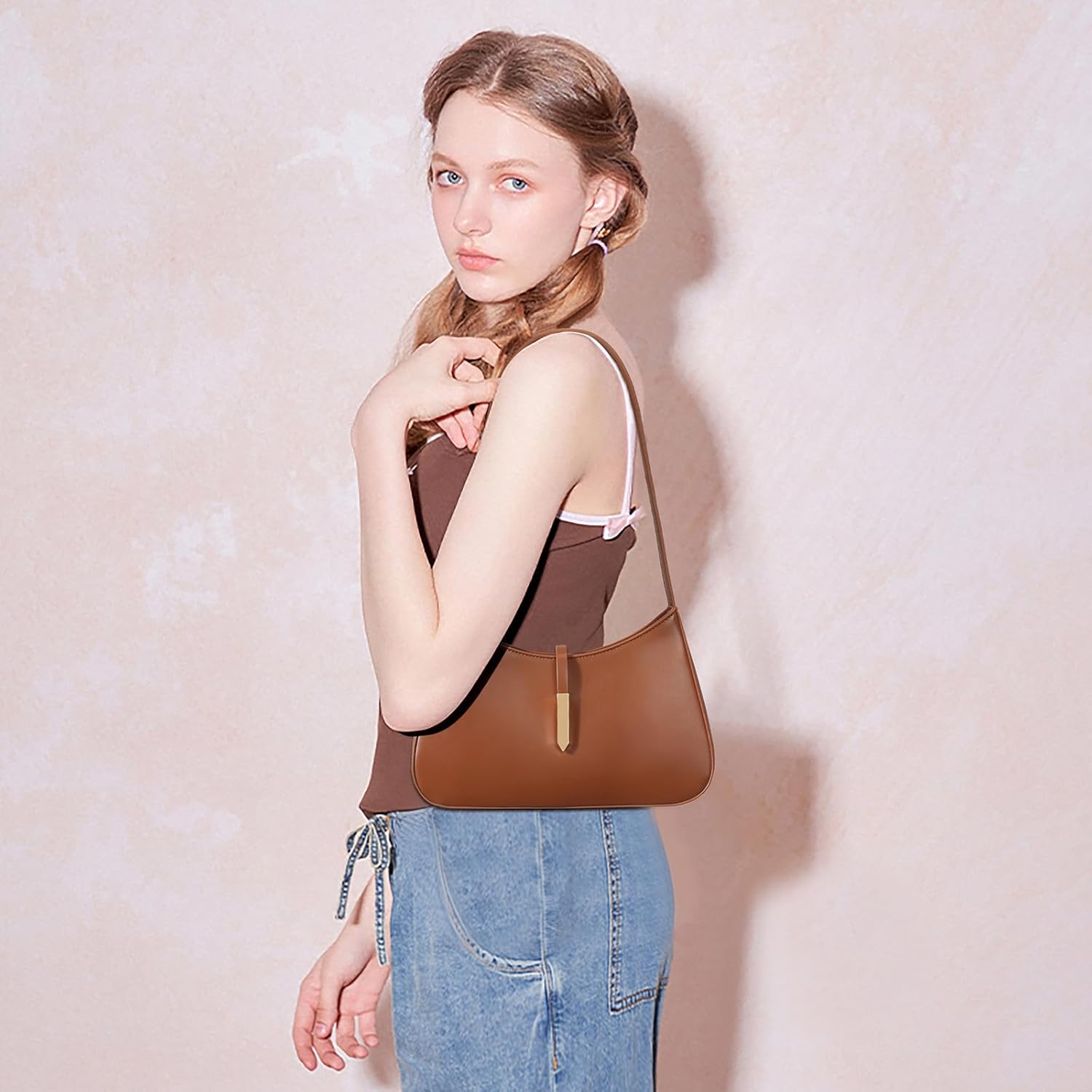 Keyli Fashion Shoulder Bag for Women Vegan Leather Adjustable Handbags Hobo Bags Purses with Long Strap - Image 2