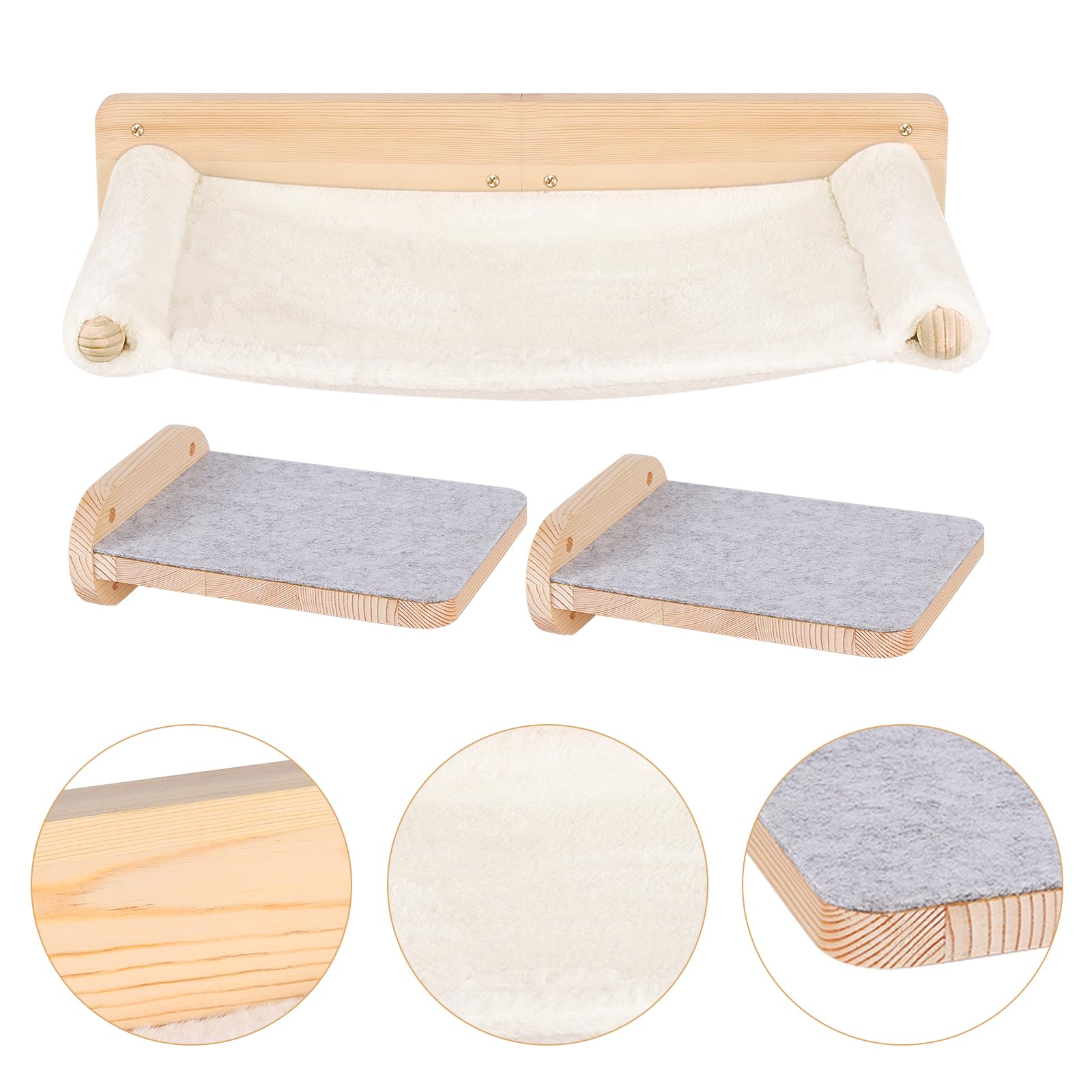 Katzenhängematte zur Wandmontage, Katzenhängematte, Stabiles Kängematten Katzen Wand bis zu 35kg, Kletterwand Katzen, Katzenbett zum Schlafen und Ausruhen -61 * 40 * 15cm – weiß