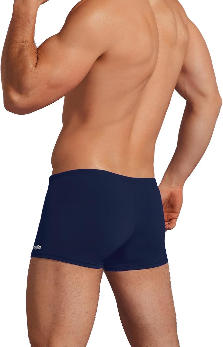 Easyglide Square Leg Suit Mens Comfortable Swimwear for Polyester Fabric Shape Retention,Quick Drying (Navy Blue, 32)