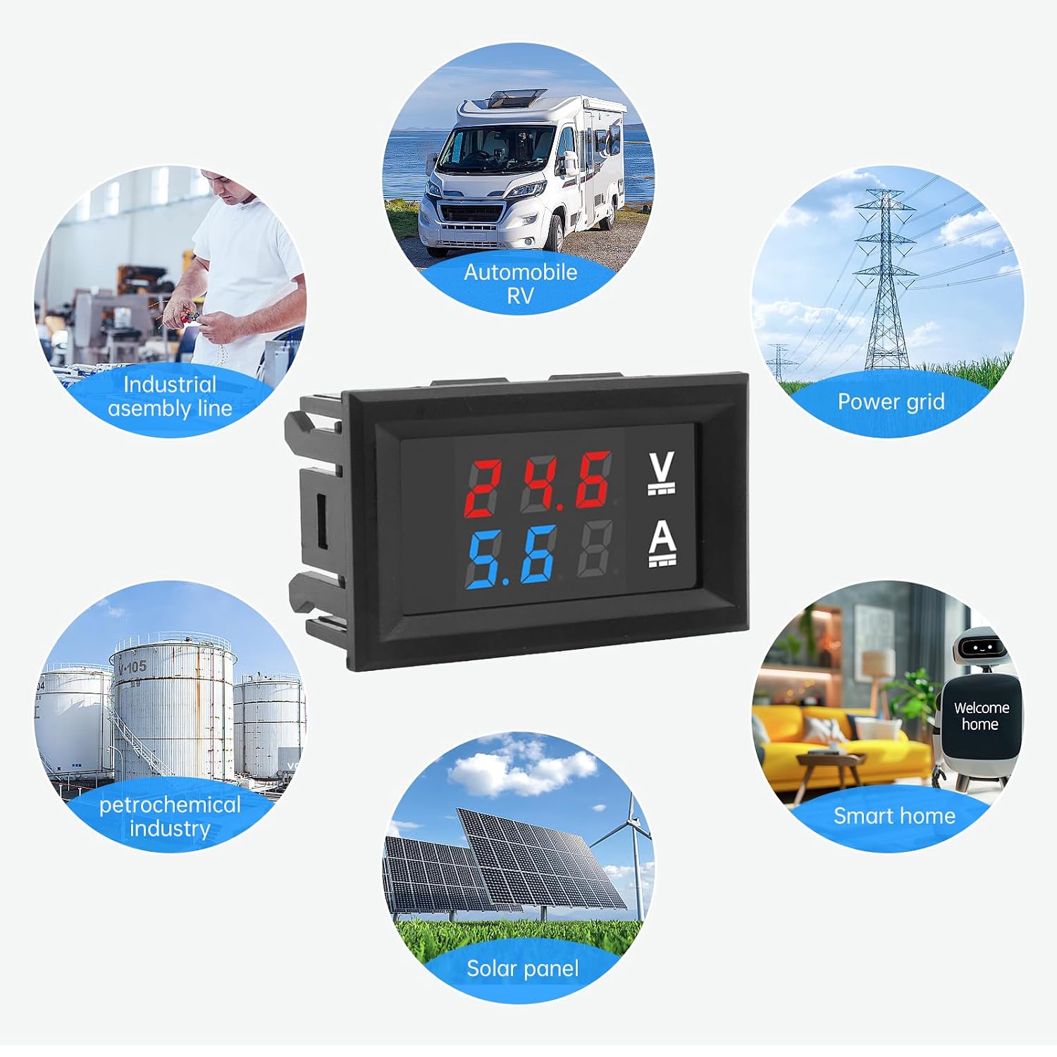 0.28" LED Voltmeter Ammeter, DC 100V 10A Amp Voltage Current Volt Amp Meter Tester, Red and Blue Dual Digital Panel