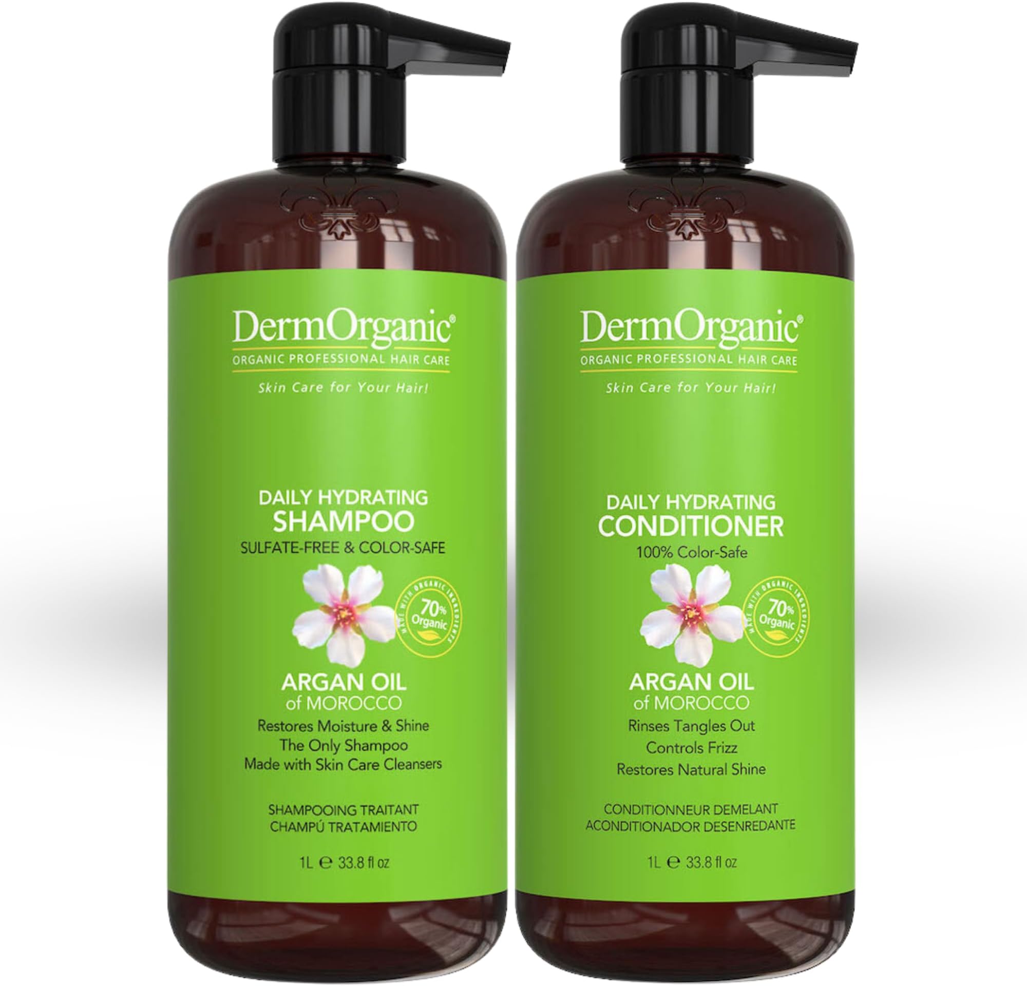 DermOrganic Daily Shampoo and Hydrating Conditioner with Argan Oil Duo Set , 33.8 fl.oz each