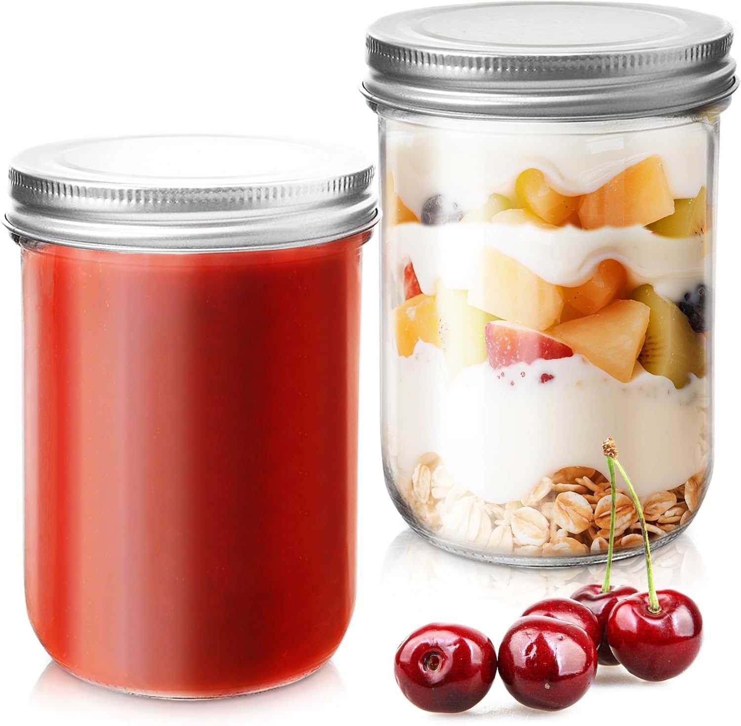Gyjzzw 500Ml 2 Pack 16Oz Wide Mouth Mason Jars- Glass Canning Jars With Airtight Lids For Jam, Honey, Jelly, Meal Prep, Overnight Oats, Salad, Yogurt, Food Preserving (500Ml)
