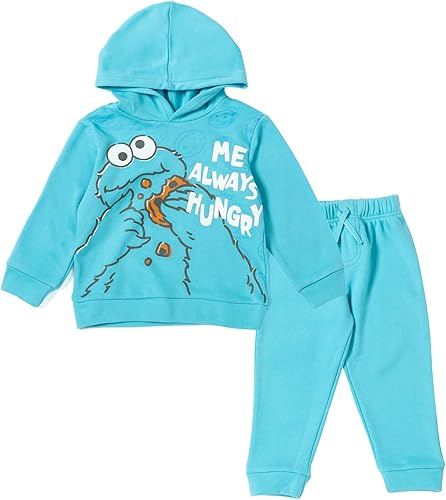 Sesame Street Elmo Cookie Monster - Conjunto de sudadera con capucha y pantalones para niños pequeños
