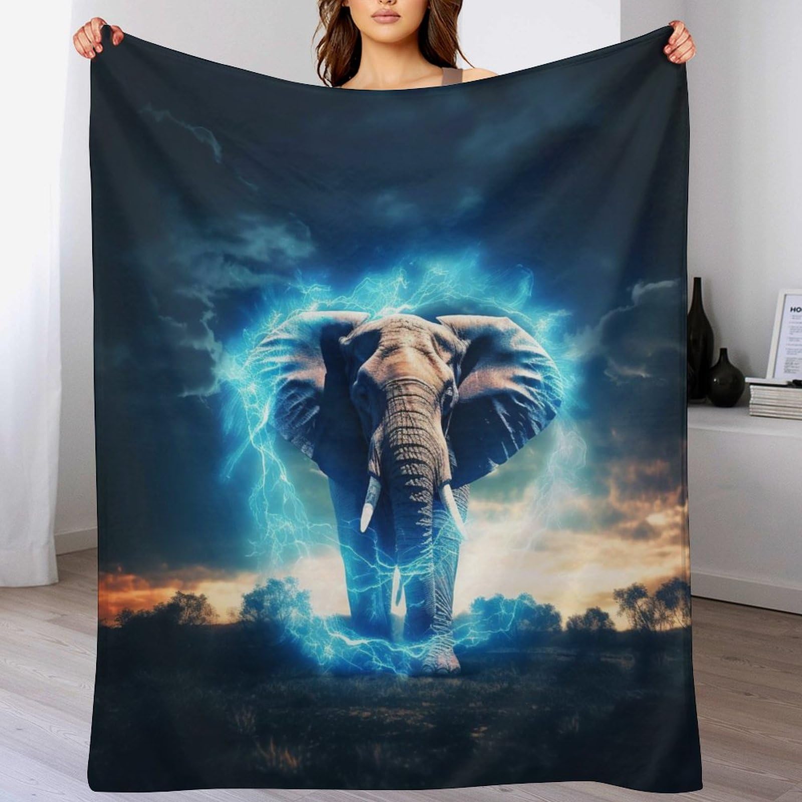 Couverture flannel polaire éléphant douce de séjour et canapé plaid chaud grand format 180x200cm