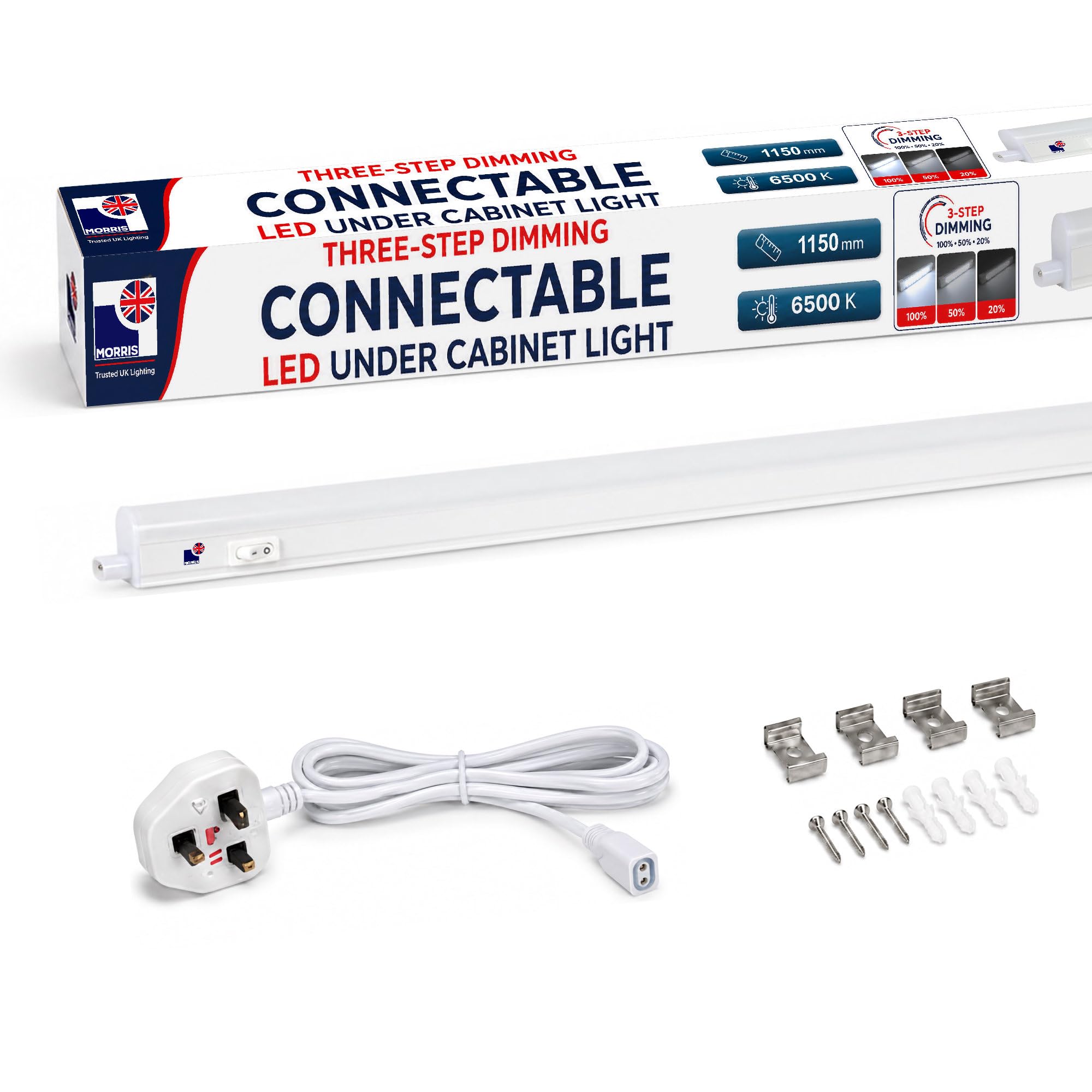 Morris Dimmable LED Under Cabinet Kitchen Lights 6500K Linkable 288-1449mm (85.0, Centimeters)