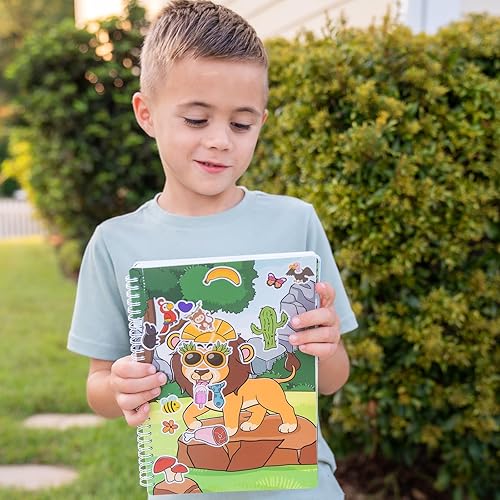 Miniatura 2 de 450 piezas de calcomanías para colorear para niños de 2 a 4 años, libro de calcomanías reutilizables para niños pequeños, incluye 14 páginas para