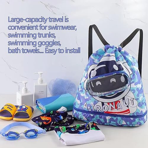 Miniatura 7 de Mochila de natación seca y húmeda para niños, mochila deportiva para niños, mochila deportiva, saco impermeable seco y húmedo separado