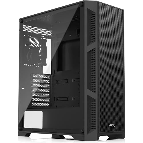 RAIJINTEK Arcadia III Tempered Glass Mid Tower ATX PC Case with Tempered Glass, High Airflow, Pre-Installed 1x120mm Fan, Black (0R20B00224)