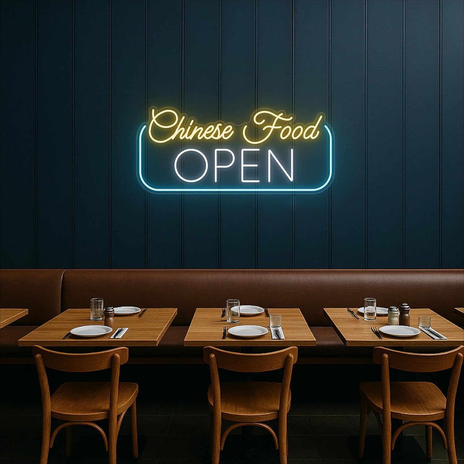 Chinese Food Open Neon Light Sign 26inches – Custom Dimmable LED Lighted Open Neon Sign for Chinese Restaurant or Takeout – Asian Cuisine Wall Decor for Kitchen or Shop