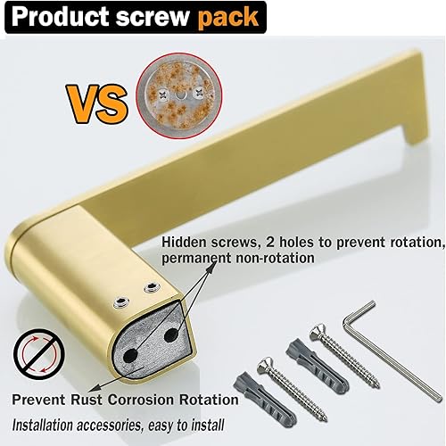 Miniatura 7 de RANDOM Portarrollos de papel higiénico de oro cepillado, accesorios de hardware de baño SUS 304 de acero inoxidable moderno soporte de rollo de