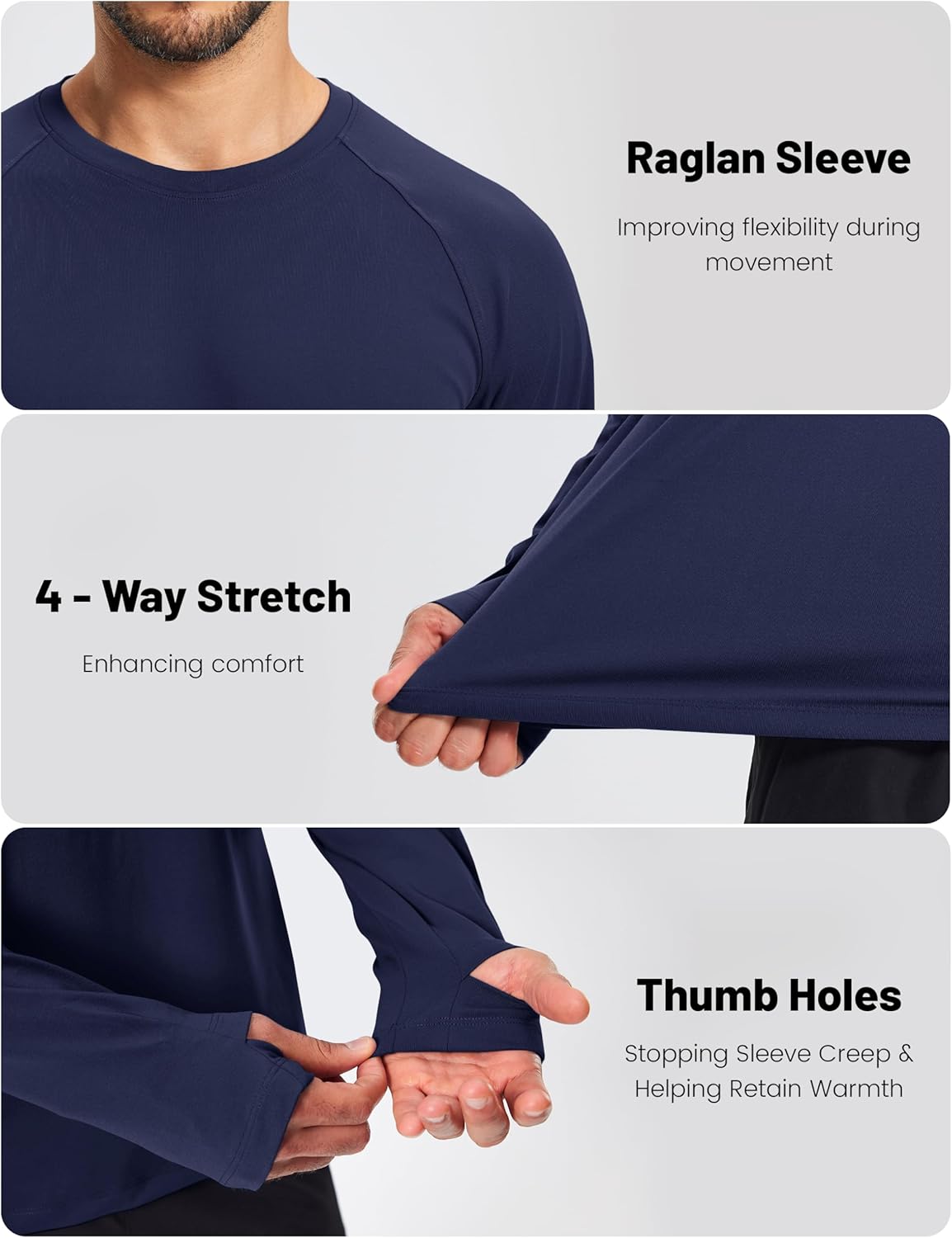 MAGCOMSEN Men's Long Sleeve Shirts Dry Fit Workout Running Athletic Moisture Wicking Casual Tshirts with Thumb Holes - Image 6