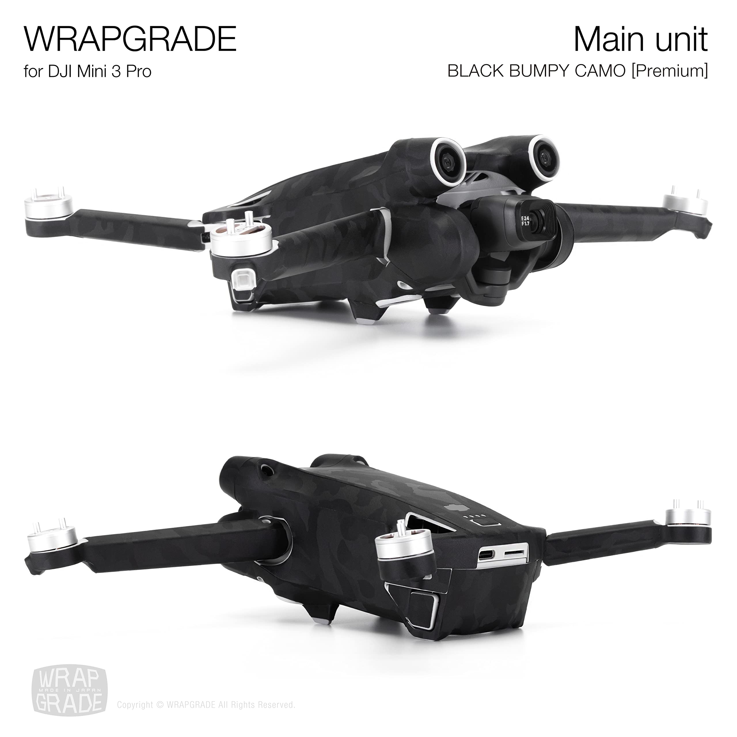 WRAPGRADE Skin Compatible with DJI Mini 3 Pro (BLACK BUMPY CAMO) - Image 4