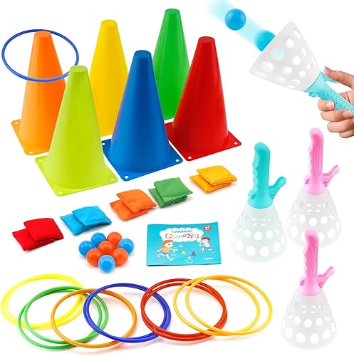Juego de 40 juegos de carnaval 4 en 1 actividades de juegos al aire libre en interiores para la familia de niños pelota de captura emergente bolsa