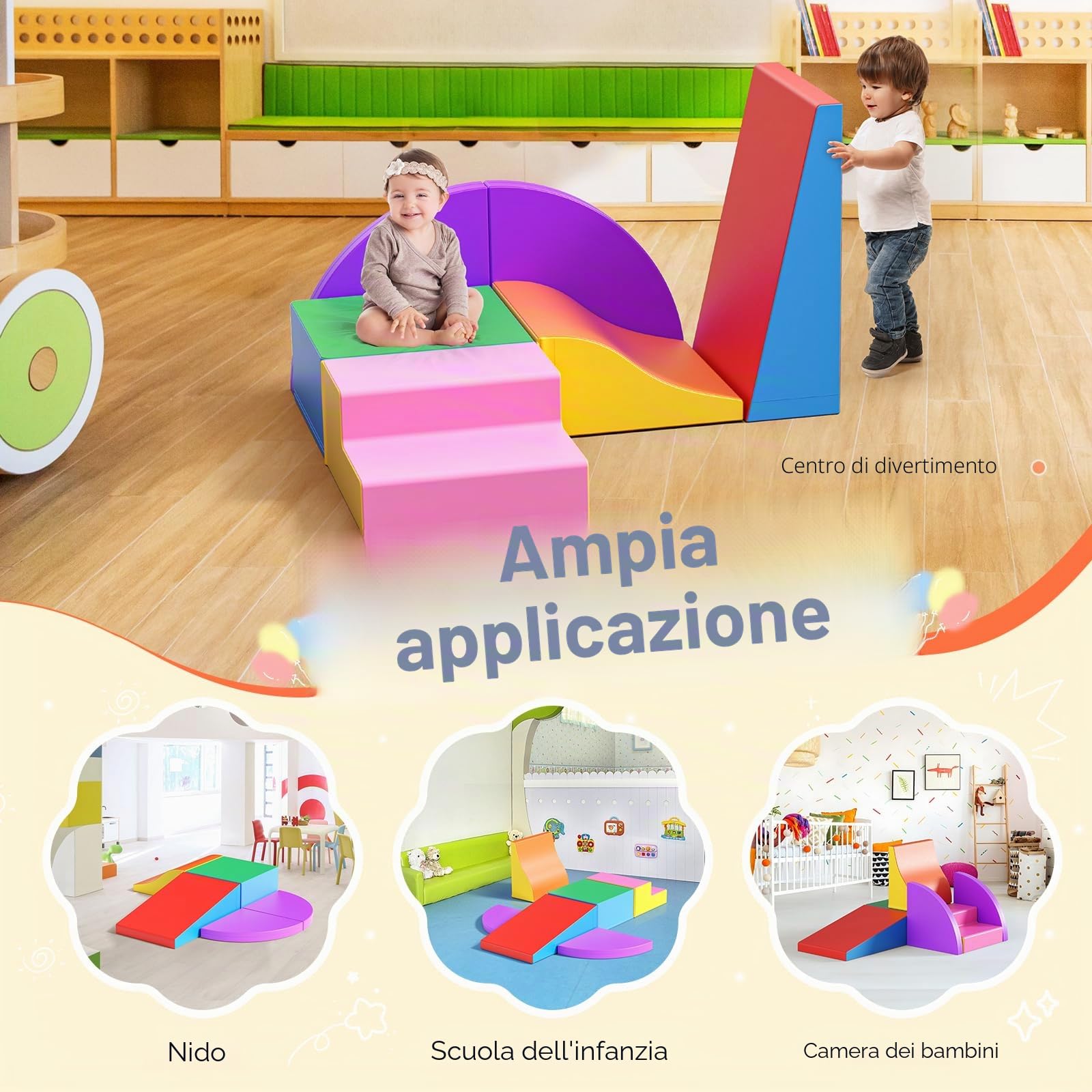 Lischwert - Set di 6 blocchi da costruzione giganti in schiuma kit castello, multicolore (HMJM)