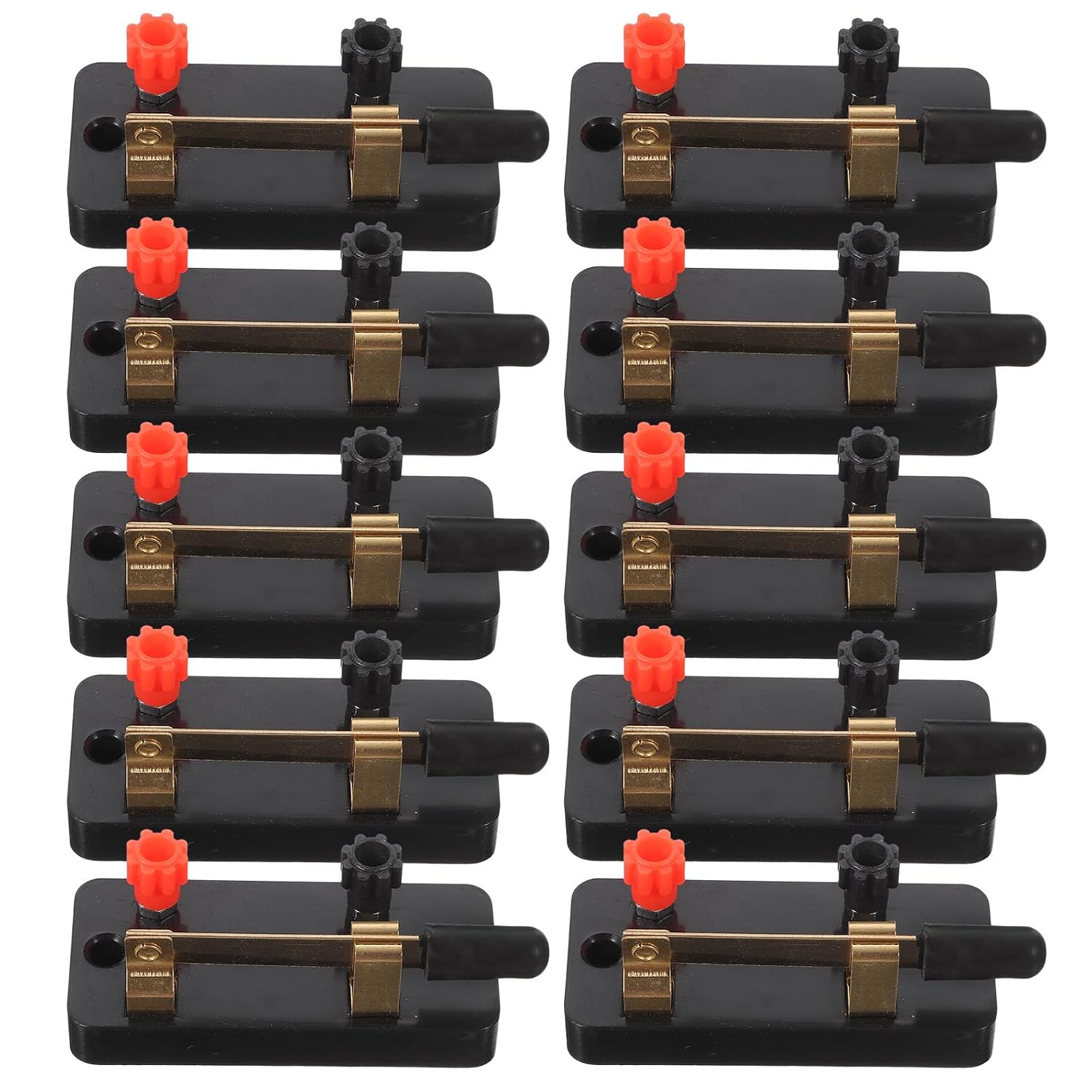 Didiseaon 10pcs Single Throw Knife Switch for Physics Labs, Safe and Visual Low Current Single Pole Switch Plastic and Copper Material, for Classroom Electrical Experiments Random Color