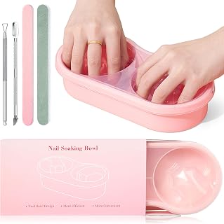 Quaferen Dual Nail Soaking Bowl: 2-in-1 Nail Polish Remover Manicure Bowl Acetone Proof for Women, Time-Saving Soak Off Acrylic Nail Removal Kit for Salon Home (Normal Size, Pink)