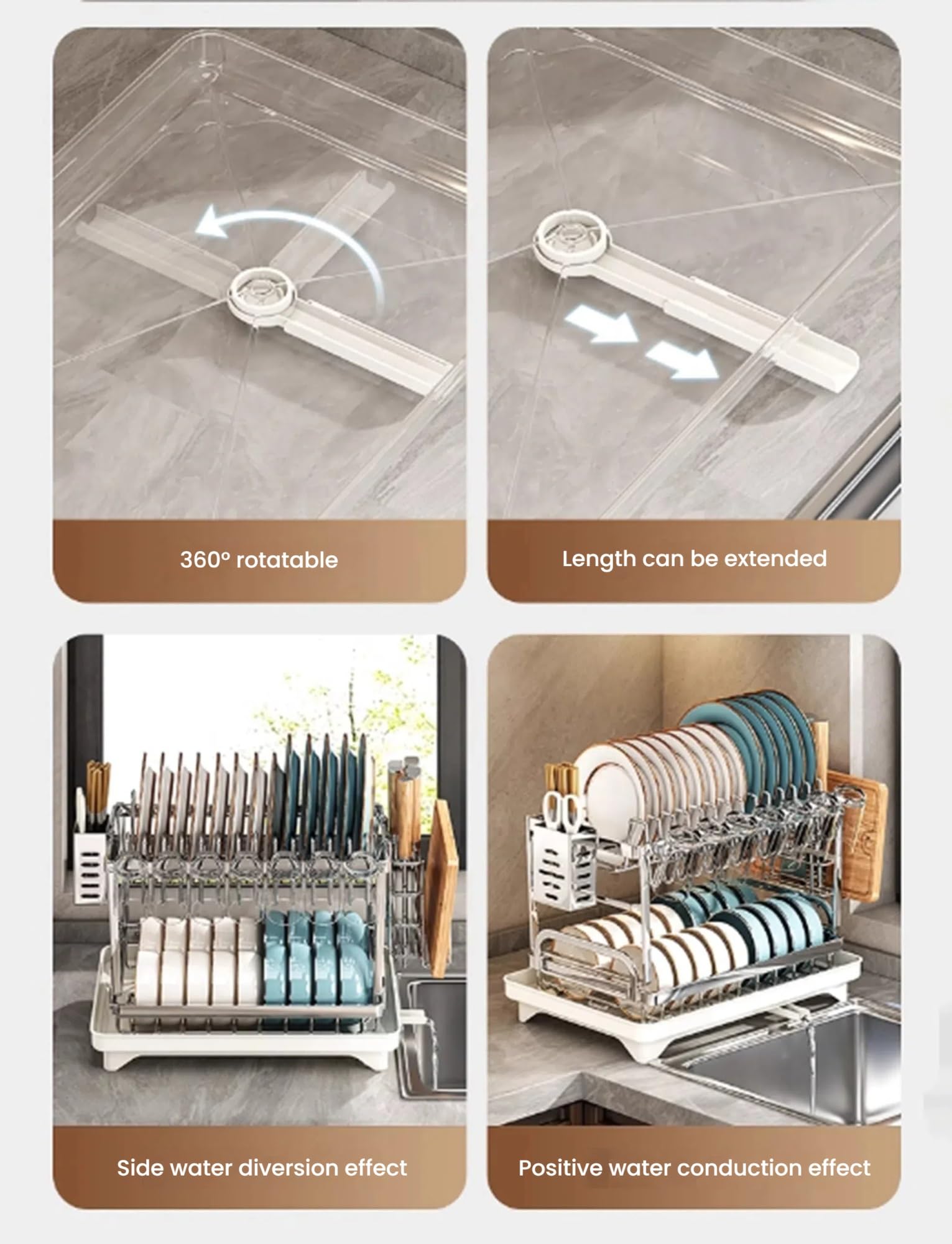 Generico Scolapiatti in Acciaio Inox, scolapiatti con vaschetta raccogligocce, Organizer e contenitori for la Cucina, scolapiatti for Il bancone della Cucina(Style 2)