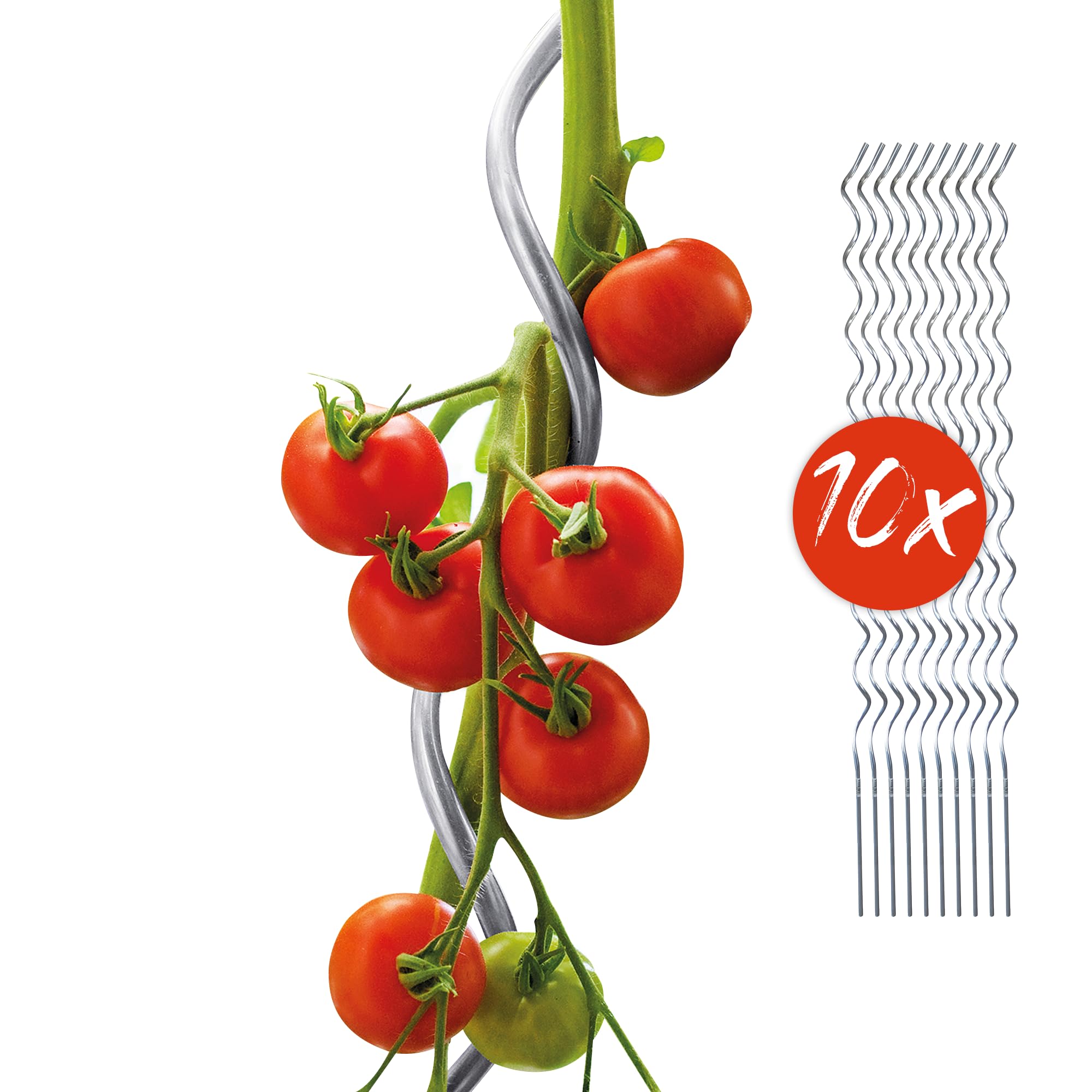 bellissa 20 stuks tomatenspiralen - tomatenstokken en spiraalstaven voor het ranken in de tuin 150 cm - 12 mm aluminium