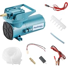 Poafamx DC 12V Aquarium & Pond Air Pump, 18W-120W Quiet Commercial Aerator | 30L-115L/Min Pond Aerator with Air Distributor, Hose, Air Stone, Battery Clip and Car Cable for Hydroponics & Fish Tank