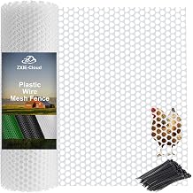 Plastic Chicken Wire Mesh Fence,Plastic Chicken Wire Roll 16in x 20ft,Garden Netting Fencing Barrier for Poultry, Animals, Pets and BalconyWhite