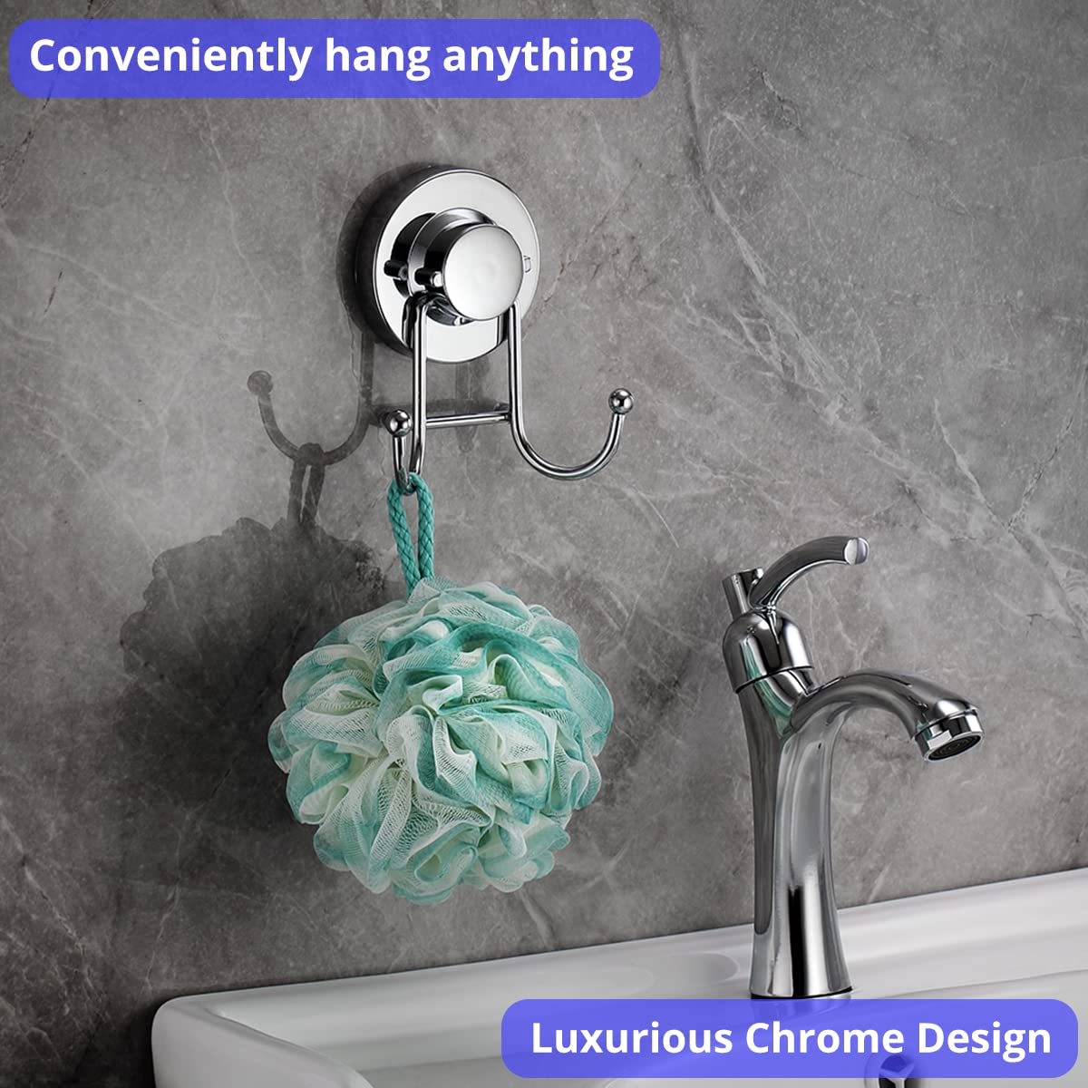 Ganci A Ventosa HOME SO Per Doccia E Cucina - Adesivi 3M Inclusi | Porta Asciugamani E Accappatoi Fino A 6,8 Kg | Antiruggine E Impermeabili (Confezione Da 2, Cromati)
