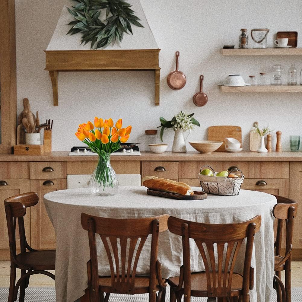 20 Pcs Orange Tulips Artificial Flowers Real Touch Fake Tulips Fake Flowers for Mother's Day 13.5" Faux Tulips Faux Flowers Bulk Artificial Tulips Flowers for Vase Centerpieces Home Wedding Bouquet - Image 5