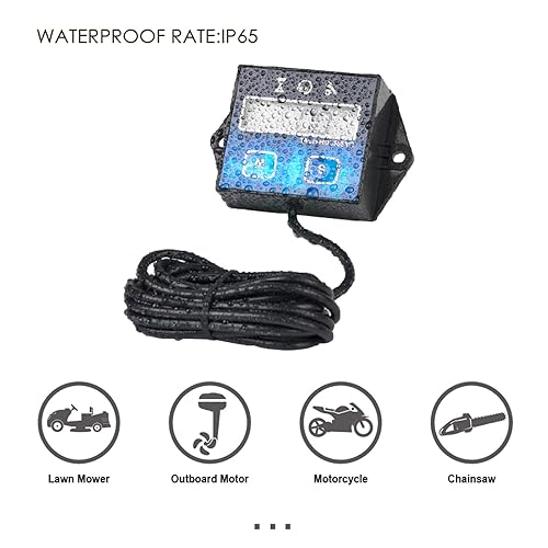 Miniatura 8 de Jayron JR-HM011F - Tacómetro digital autoalimentado por horas, horas TOT reiniciables, recordatorio de mantenimiento programable de cuenta