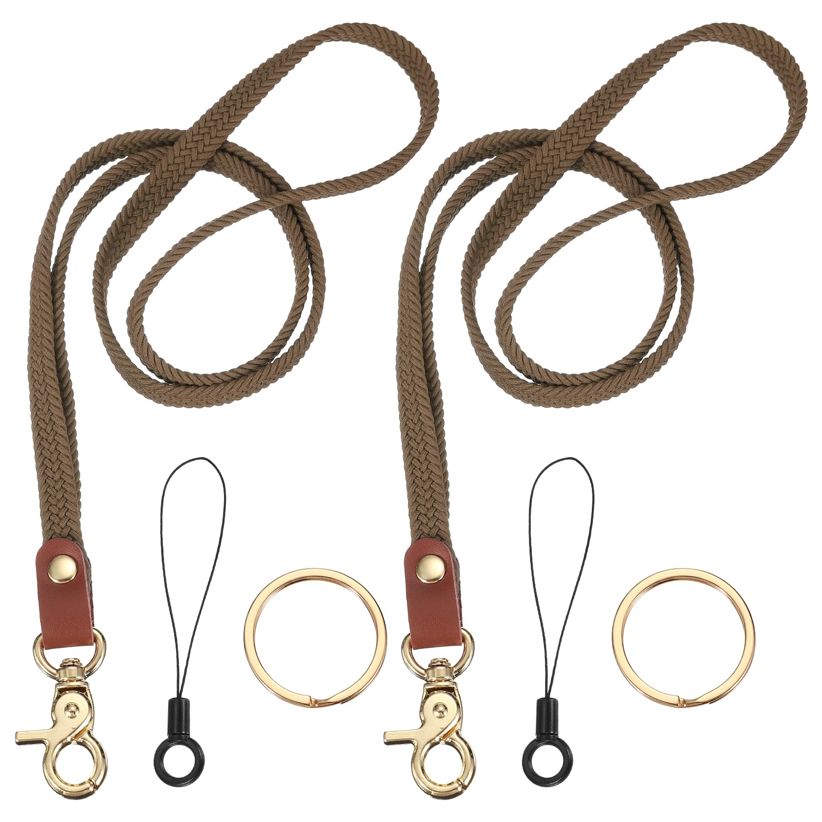 PATIKIL 2Pcs Stretchy Lanyards, Retractable Neck Lanyards with Lobster Clasp Elastic Long Keychain Holders for Teacher Women Men Holding Id Badges Wallet Phone, Brown