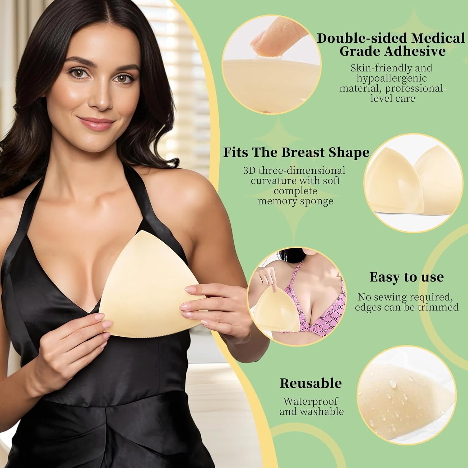 Double Sided Sticky Bra for Large Breasts D+ Cups Ultra Invisible Lift Adhesive Push Up Pads for Bikini Swimsuit - Image 3