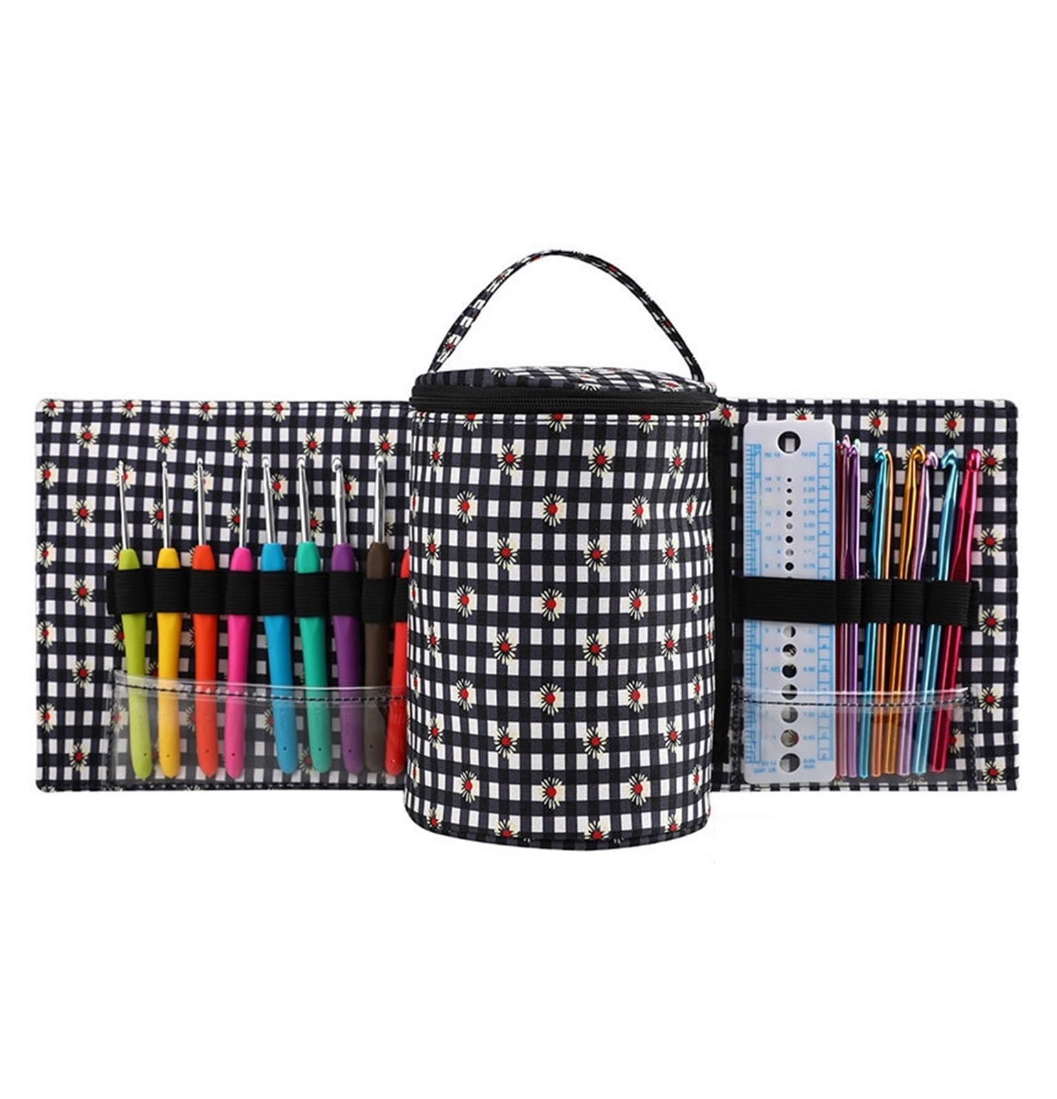ZWCSHUU Sewing Organizer Bag Yarn Box Storage Bag Crochet Knitting Needle Tool Accessories Portable Travel(Black)