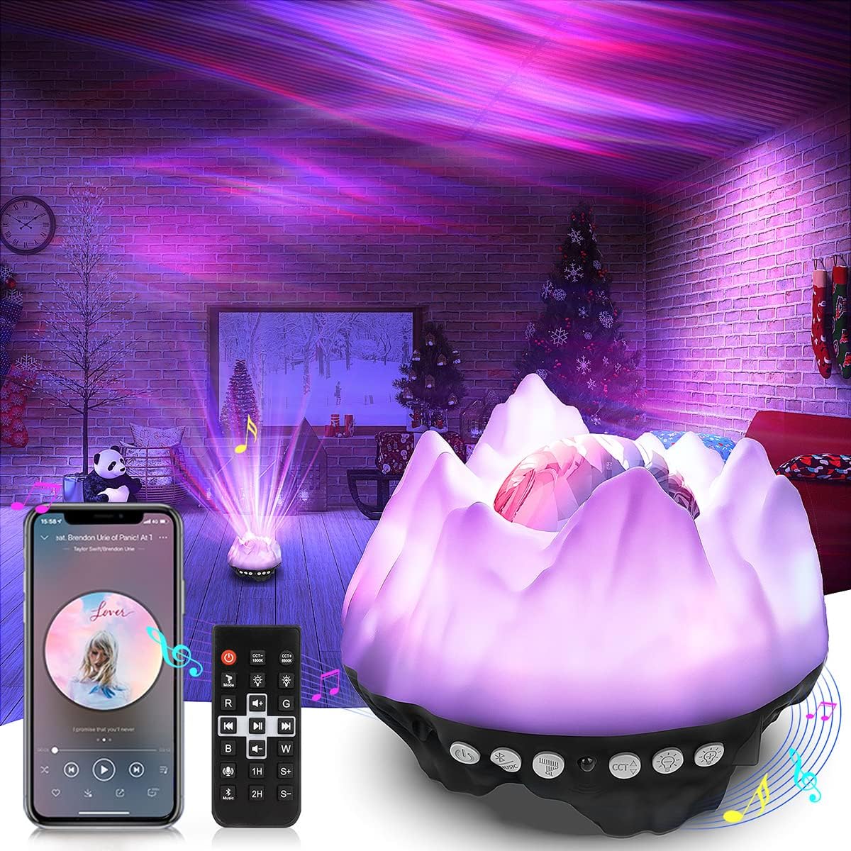 Aurora Light Projector for Bedroom with White Noise,Galaxy Projector
