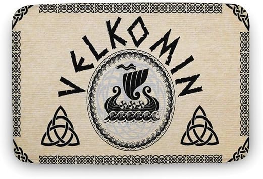 Floor Rug Old Norse Velkomin Viking Welcome Outdoor Indoor Doormat Nordic Welcome Door Mat Rug Housewarming Gift Non-Slip Front Door Mat Entryway Decor 16""24"", So Show214