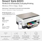 HP Smart Tank 6003 Wireless All-in-One Ink Tank Printer, Scanner, Copier with up to 3 Years of Ink Included, Best for Home, Cartridge-Free Refillable, AI-Capable, Portobello (9B5C8A)