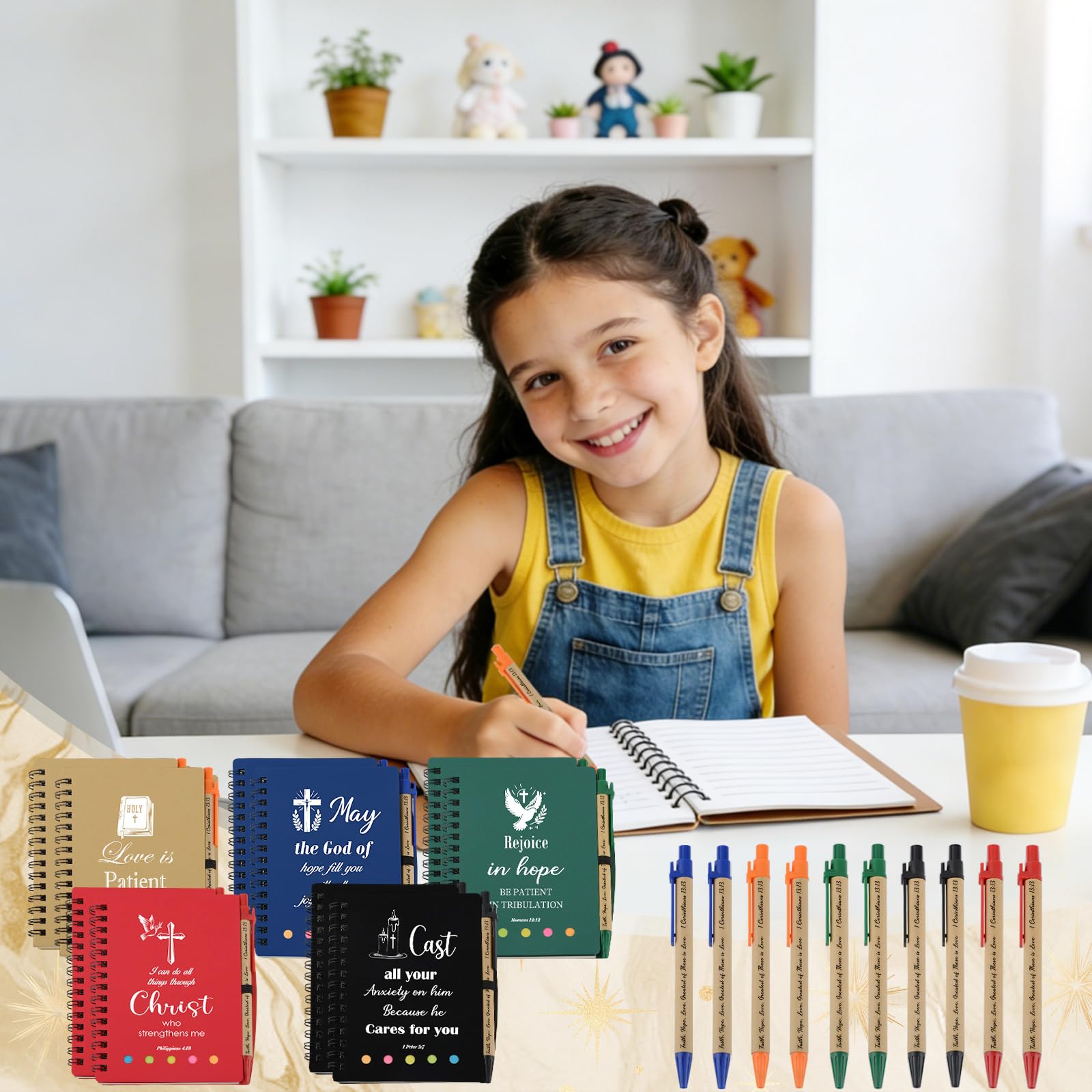 Regalos cristianos para mujeres y hombres, cuaderno de bolsillo en espiral, regalos religiosos a granel, 20 piezas/10 juegos, diario cristiano inspirador para notas de sermón, iglesia, cuaderno de