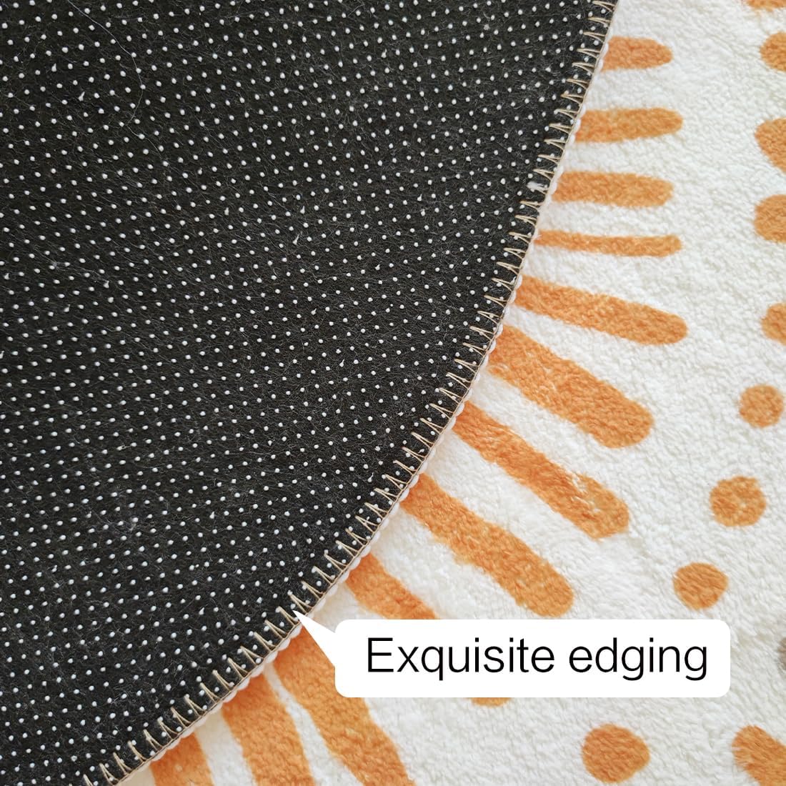 Poowe Cute Point Rings Kids Play Mat Baby Nursery Rug Round Educational Alphabet Soft Area Rug Non Slip for Children Toddlers Bedroom (Round 47.2")
