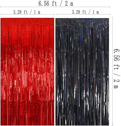 Miniatura 2 de Cortina de aluminio con borlas de papel de aluminio iridiscente brillante, 3.28 pies x 6.56 pies, graduación, Halloween, Las Vegas, fiesta,
