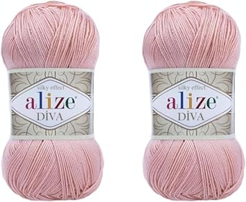 Alize Diva Hand Knitting Yarn - 100% Microfiber Acrylic With Silk Effect - Crochet Art Lace Craft - 2 Skeins, 200gr, 767 Yds 363-Wedding Pink