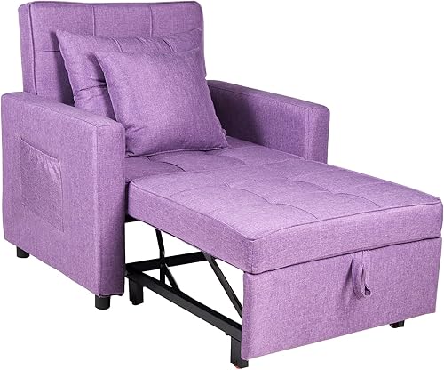 Miniatura 23 de Polar Aurora Silla de sofá cama convertible 3 en 1, tumbona, sillón reclinable individual para espacio pequeño con respaldo ajustable (verde)