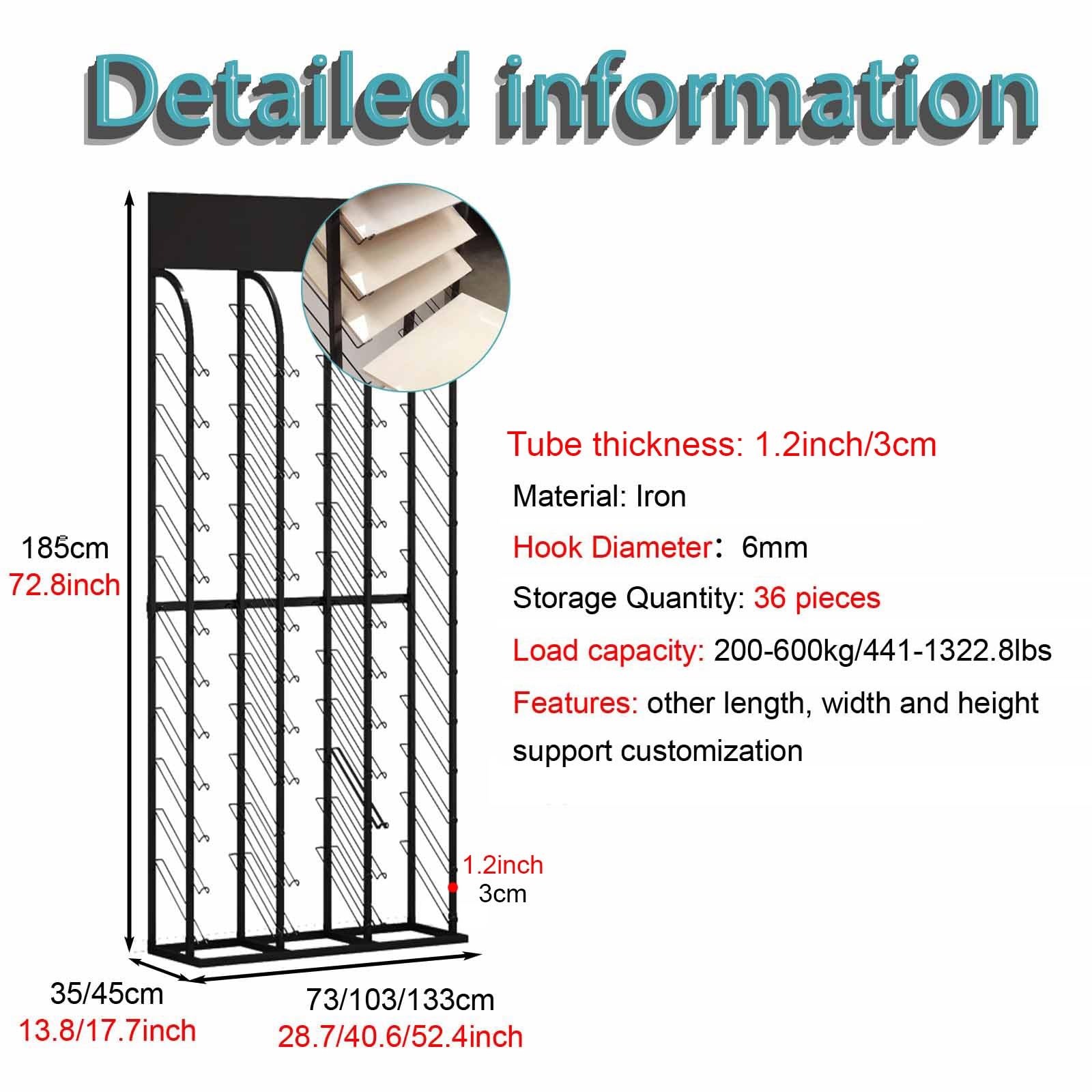 Trade Show Floor Tile Display Rack z 36 gniazdami kart, przykładowa półka organizatorowa do szkła/kamienia kwarcowego, duża pojemność szafki/próbek drzwi Stojak do wyświetlacza wsadowego (40,6x13,