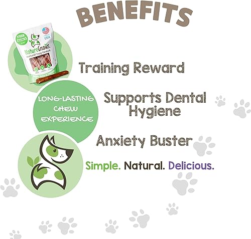 Miniatura 4 de Nature Gnaws Bastones de dirección para perros, ideales para perros pequeños, medianos y grandes, fabricados en Estados Unidos, de un solo