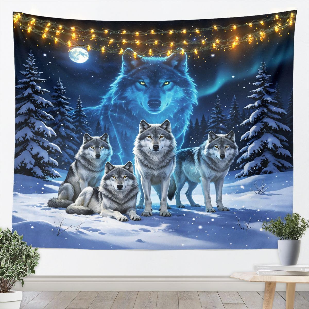 Feelyou Snow Wolf Tapestry Medium 59"x59" Wall Decor image 5
