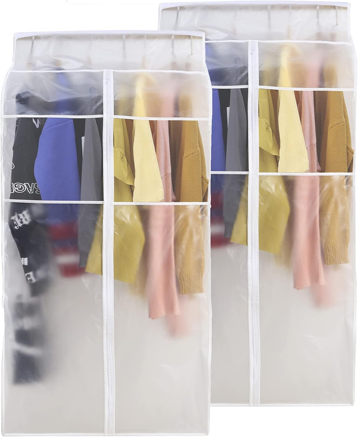 CHUENG Clear Garment Bag for Closet Storage 43 Inch Hanging