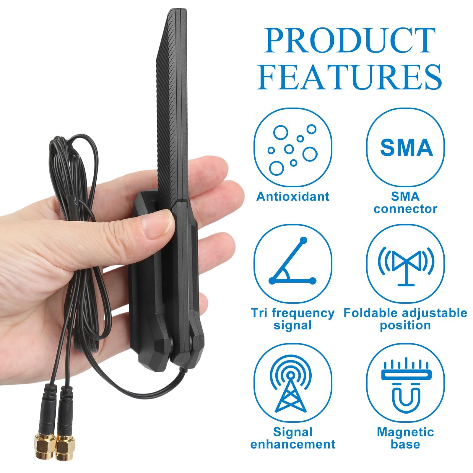 Antenna WiFi 6E 12dBi a 3 bande per router scheda madre da gioco ASUS ROG/Maximus/GIGABYTE/MSI 2.4GHz 5GHz 6GHz base magnetica pieghevole Omni Antenna per Wi-Fi 6/6E AX AXE Router PC Bluetooth