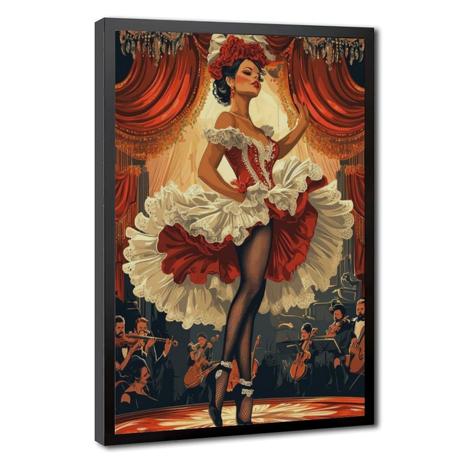 LXWNZE Cabaret parigino, poster artistico su tela con danza francese Cancan, decorazione per camera da letto, ufficio, stanza, regalo, 61 cm L x 91,4 cm W